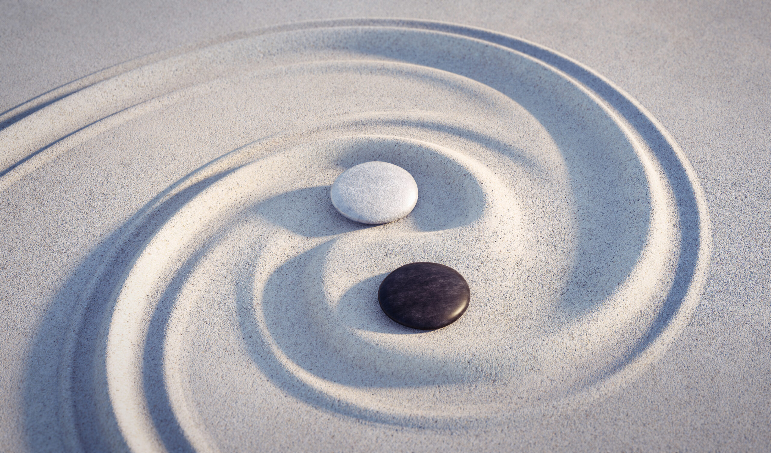 Japanese ZEN garden with textured sand – stock photo